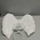 Angel Wings and Halo Adult Feather Angel Wings Costume for Women Halloween Cosplay Costumes (White)