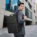 Lay Flat Carry on Travel Backpack, 30L Airline Approved, Fits 16" Laptop, USB-C & USB-A, Water Resistant, Black