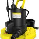 Automatic Pool Cover Pump - 1 HP 3500 GPH Water Pump Above Ground with Check Valve, 3 Adapters and 29.5FT Extra Long Power Cord, Sump Pump Water Removal for Pool, Hot Tubs (Yellow)