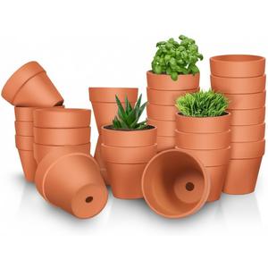 3 inch Terracotta Clay Pots, 26 Pack Clay Flower Pots with Drainage, Flower Garden, Terracotta Pots for Indoor Outdoor Plant, Crafts, Wedding Favor