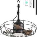 Orison Outdoor Ceiling Fans with Light, 21'' Wet Rated Outdoor Hanging Fan for Gazebo, Plug in Caged Lighting for Pergola Canopy, Hanging with Hook, 3 Color LED Light, Waterproof