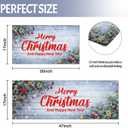 Christmas Kitchen Mats Set of 2, 17x30 + 17x47 Inch Xmas Kitchen Rugs, "Merry Christmas And Happy New Year" Pinecone & Star Decor, Non - Slip Floor Mats for Kitchen, Dining Area Christmas Decoration