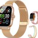 Smart Watches for Women Men Fitness Tracker Watch 2.04 HD Screen Sport Watch with ChatGpt AI Voice 3 Bands Step Counter 24/7 Heart Rate Sleep Monitor Smartwatch for Android iOS (Rose Gold)