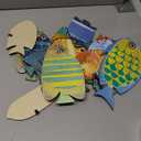 Spiareal 15 Pcs Wood Fish Nautical Wall Decor Wooden School of Fish Wall Art Vintage Hanging Beach Decor Ocean Coastal Theme Ornaments for Home Lake House Bathroom Bedroom (Cute)