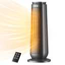 PELONIS PTH15A4BGB Ceramic Tower 1500W Indoor Space Heater with Oscillation, Remote Control, Programmable Thermostat & 8H Timer, ECO Mode, Tip-Over Switch & Overheating Protection, Gray