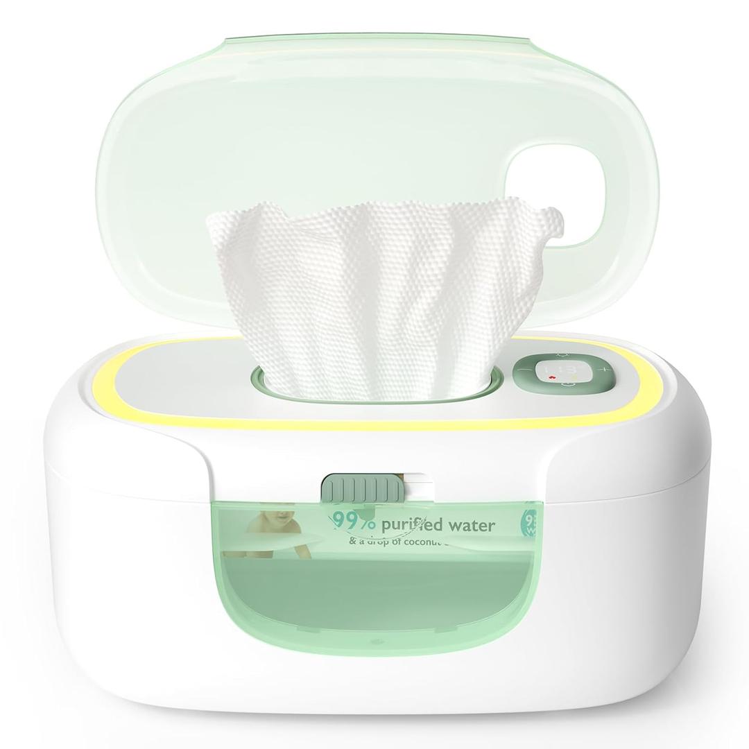 Momcozy Baby Wipe Warmer, Innovative Spring Design, Large Capacity Wipes Dispenser, Fast and Even Heating, 4 Modes of Temperature Heating Control, Diaper Wipe Warmer with Night Light