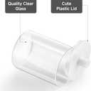 TIPGO Glass Qtip Holder Dispenser for Bathroom - 10 oz Clear Canister Apothecary Jar for Cotton Swabs, Balls, Pads, Floss Picks, Small Containers for Makeup Storage Organizer (2 Pack, White)