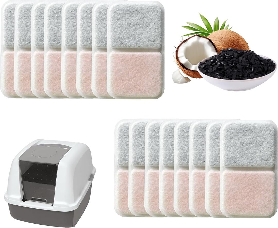 16 Pack Filter Replacement Compatible with Catit Airsift Jumbo/Regular/Smartsift Box, Dual Action Filter to Keep Catit Litter Box Fresh SmellCat Litter Box Filters Pads Replacement