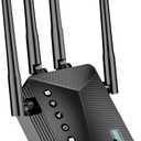 WiFi Extender Signal Booster for Whole Home & Backyard - 10K Sq.Ft Coverage w/4 Antennas | 90% Faster Internet Booster w/Ethernet Port, Easy Setup Wireless Repeater Works with Any Router