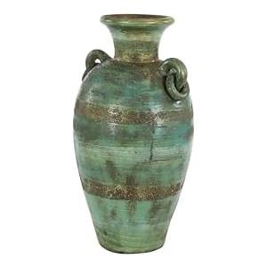 Deco 79 Ceramic Decorative Vase Distressed Centerpiece Vase, Flower Vase for Home Decoration 13" x 12" x 23", Green