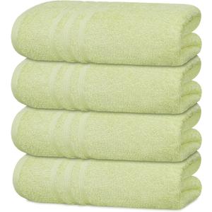 Tens Towels Pack of 4 Soft Bath Towels, 100% Cotton, 27 x 54 Inches, Lightweight & Quick-Dry, Ideal for Daily Bathroom Use, Practical & Comfortable, Light Green
