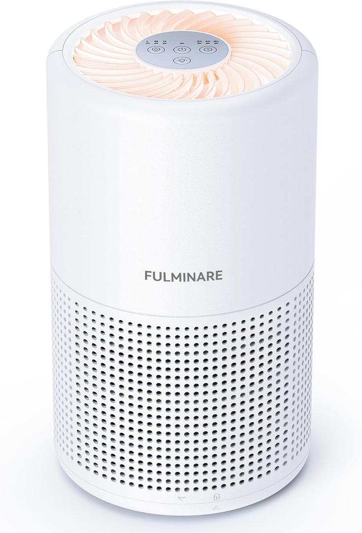 Air Purifiers for Bedroom, FULMINARE H13 True HEPA Air Filter, Quiet Air Cleaner With Night Light,Portable Small Air Purifier for Home, Office, Living Room (1 Pack, White)