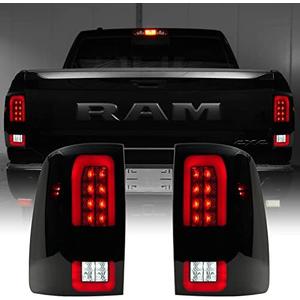 LitMiRaCle Upgrade LED Tail Lights Compatible with Dodge RAM 1500 2009-2018, Ram 2500 3500 2010-2018 Factory Halogen Taillight Models, Smoke Lens, 2PCS