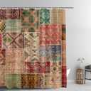 Moroccan Decor Shower Curtain Set, Patchwork Pattern with Different Colorful Art Theme Bathroom Accessories Shower Curtains, 71x72inches, Red Brown, YLXTGU23