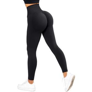 RXRXCOCO Womens High Waist Tummy Control Leggings Ruched Butt Lift Yoga Pants Workout Tights (Large)