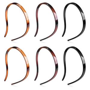YONOY 6Pcs Plastic HairBand Designed for Eyewear No Pressure No Headache Comfortable Headbands for Women Fashion Thin Headbands Non Slip (Black, Tortoise,coffee) (1 Count (Pack of 6))