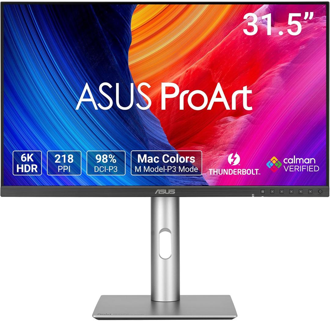ASUS ProArt Display 32 6K Professional Monitor (PA32QCV) - IPS, 6K (6016 x 3384), 98% DCI-P3, LuxPixel, E < 2, Calman Verified, Thunderbolt 4, DisplayHDR600, DisplayWidget,