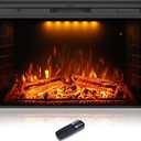 40 inch Wide Electric Fireplace, Wall Fireplace Electric with Remote Control, Realistic Log and Crackling Sound, Overheating Protection and Timer,750/1500W Black