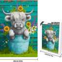 Great Jigsaw Puzzles for Adults 300 Pieces Farmhouse Highland Cow with Flowers Puzzles for Adults Toys Gift Family Decoration Kids Puzzle, 15"x10"-300PCS
