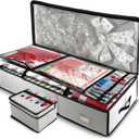 Hearth & Harbor Wrapping Paper Storage Container - Christmas Storage Bag with Ribbon Dispenser and Interior Pockets - Gift Wrap Organizer Fits Up to 26 Rolls of 40" Length, Silver (Large)