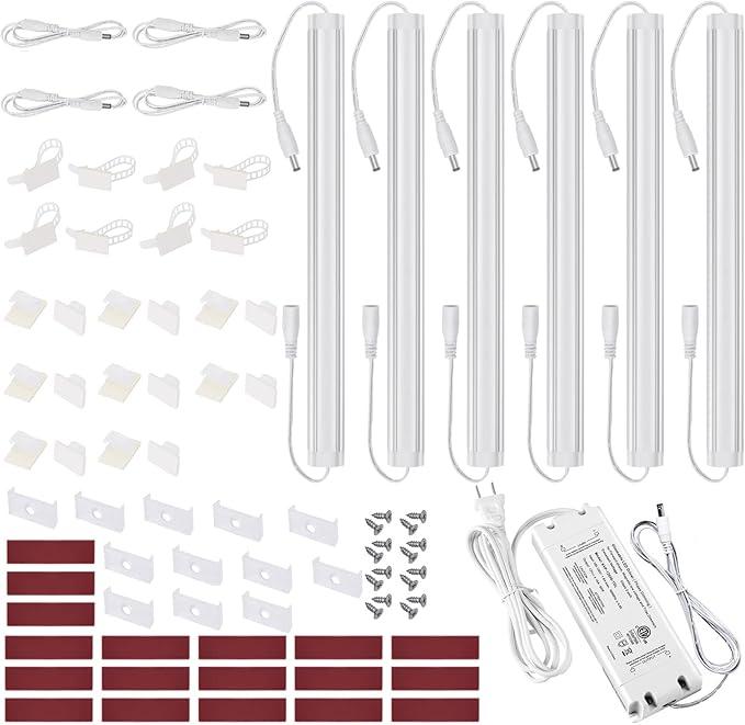 Litever Under Cabinet LED Lights Kit Dimmable by AC inWall Dimmer. Plug or Direct Wire LED Driver. Super Bright Linkable Lighting Strip for Kitchen Cabinets Counter. 35W 2000 Lumen. Warm White 3000K