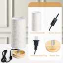 Bedside Table Lamps, Table Lamp for Bedroom, Lamps for Night Stands with Linen Lampshades, Small Table Lamp for Living Room, Office (Bulb Excluded) (Wood)