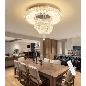 HAIXIANG LED Chandelier Modern Ceiling Dimmable Light Fixture Crystal Chandelier for Bedroom Dining Room Gold