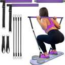 Pilates Reformer Set, Pilates Bar Kit with Resistance Bands, Multi-Purpose Foldable Pilate Reformer for Home, 6 in 1 Pilate Exercise Fitness Equipment for Women and Men (Purple, 36.2 x 3 in)