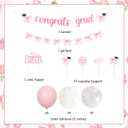 Pink Bow Graduation Decorations Congrats Grad Decorations Banner Garland Cake Cupcake Toppers Balloons for Girl Class of 2026 Graduations Party Decorations