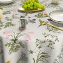 Horaldaily Spring Tablecloth 60×60 Inch Round, Watercolor Wildflowers Floral Herbs Washable Table Cover for Party Picnic Dinner Decor