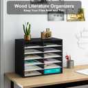PAG Countertop Mail Sorter Organizer, Wooden Literature Organizer, Student Mailbox for Classroom, Desktop Bill Organizer for Office Home School, 12 Compartments, Black&White