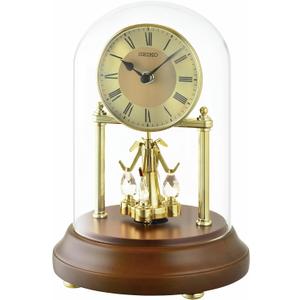 SEIKO QXN236GLH Desk and Table Clock, Brown, Large
