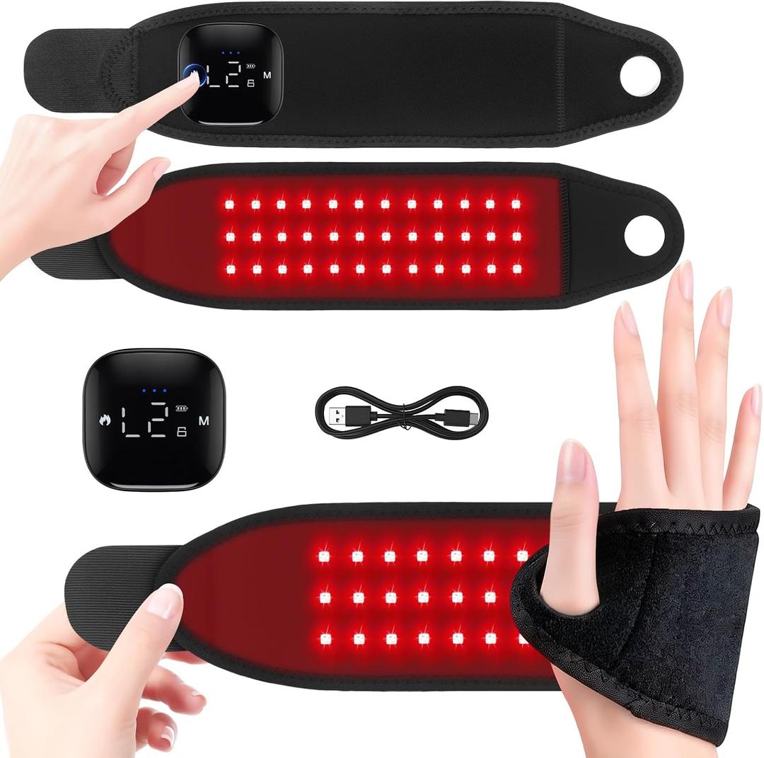 Red Light Therapy Therawrap for Carpal Tunnel, Portable Red Light Therapy for Hands Wrist Massage, 660nm & 850nm Near Infrared Light Device, with 36 Beads for Faster Recovery & Hand Pain Relief