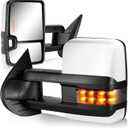Towing Mirrors for 2007-2013 Chevy Silverado Avalanche Suburban Tahoe/GMC Sierra Yukon Side Mirror with Power Heated Turn Signal Light Backup Lamp Pair Set(Painted White)