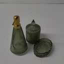 Green Bathroom Accessory Set, 5Pcs Bathroom Soap Dispenser Set, Green Glass Bathroom Accessory Set with Lotion Dispenser, Soap Dish, Toothbrush Holder, Tumbler, Cotton Swab Jars