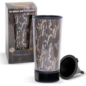 SPITBUD.COM Mossy Oak Bottomland Camo - The Ultimate Spittoon Chew - Portable Dip & Snuff Cup with Lid, Pop Tab, Spill-Proof Funnel, Can Cutter & Holder - Fit in Cup Holders - Holds 8oz - Made in USA