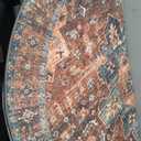 Ciicool Boho Area Rug 4x4ft Round Washable Bedroom Non-Slip Vintage Entryway Throw Low-Pile Indoor Carpet for Living Room Foyer(Brick Red/Dull Teal)