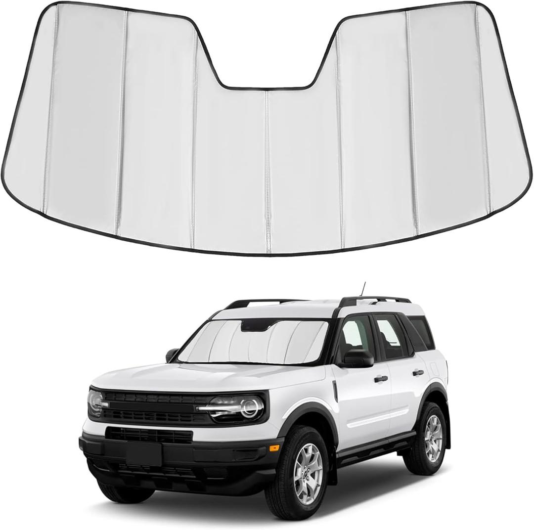Windshield Sun Shade Compatible with Ford Bronco Sport, Only Fit for 2021-2023 Ford Bronco Sport, Part Number VM1PZ-78519A02-A for Windshield Front Window Sunscreen UV Shield