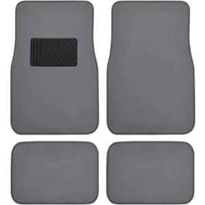 4 x BDK Premium Medium Gray Carpet Floor Mats for Cars - Universal Fit Interior 4-Piece Car Mats Full Set with Vinyl Heel Pad Protector - Cute Car Accessories Interior Floor Covers for SUVs & Trucks