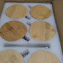 LANDNEOO 6 Pack 14oz Vintage Glass Coffee Mugs with Bamboo Lids and Spoons, Green Embossed Drinking Glasses for Iced Coffee, Tea, Latte