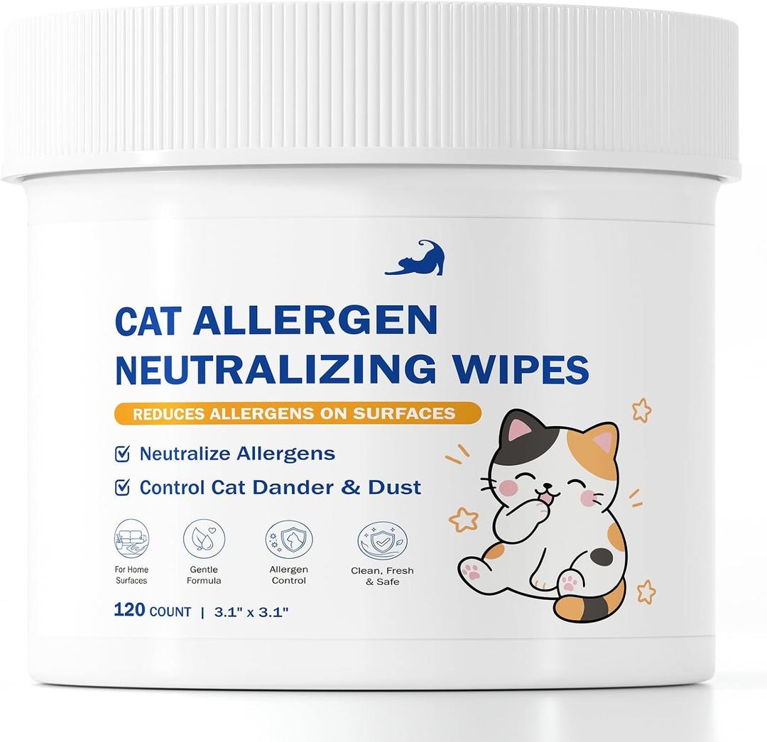 Cat Allergen Neutralizing Wipes, Cat Allergy Wipes for Humans & Home