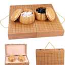 19x19 / Go Game SetHigh Grade Gift Box Board with Single Convex Melamine Stones and Bamboo Bowls Set