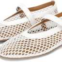 DOEYG Mesh Ballet Flats for Women Buckle Strap Comfy Casual Office Fishnet Ballerina Flat Shoes, 6.5