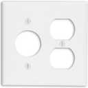 Leviton 88046 2-Gang 1-Duplex 1-Single 1.406-Inch Diameter, Device Combination Wallplate, Painted Metal, Device Mount, White