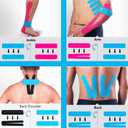 Kinesiology Tape Pro Precut 20 Strips Athletic Sports Waterproof Breathable Latex Free Tape for Ankle Wrists Knee Elastic Running Tennis Swimming Football Sports Activities Tapes (Black)