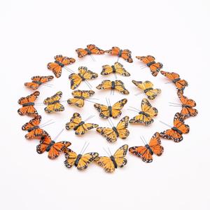 24pcs Monarch Butterflies Monarch Butterfly Decorations Kit with Clip for Dia de Los Muertos Decorations Halloween Decorative Butterflies Handmade Feather Butterfly - 2.25 inch KP06C