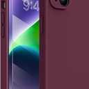 Miracase Designed for iPhone 14 Case with Screen Protector,[Upgraded Enhanced Camera Protection],Shockproof Liquid Silicone Case with Microfiber Lining, 6.1 inch, Wine Red