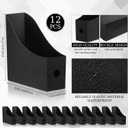 Geyee 12 Pack Magazine File Holder Plastic Desk Organizer Magazine Holder Storage Heavy Duty File Boxes for Home Storage and Office Organization (Black), 16.54"L x 13.39"W x 1.97"H