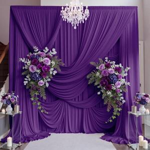 50ft×15ft Deep Purple Backdrop Curtain for Wedding Parties, W5' x H15'