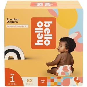Hello Bello Premium Diapers Size 1, Honeysuckle Designs, 82ct Club Box, Hypoallergenic and Extra Absorbent